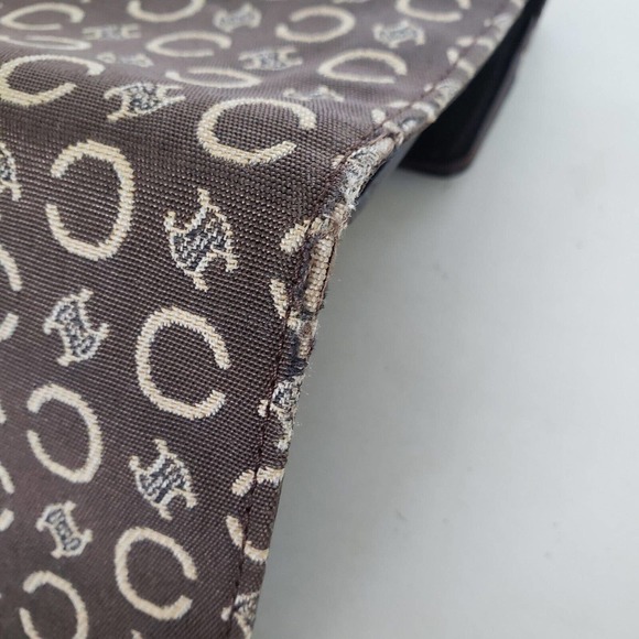 Celine Vintage Triomphe Canvas Leather Brown Wallet Medium Folding Purse - Picture 14 of 16